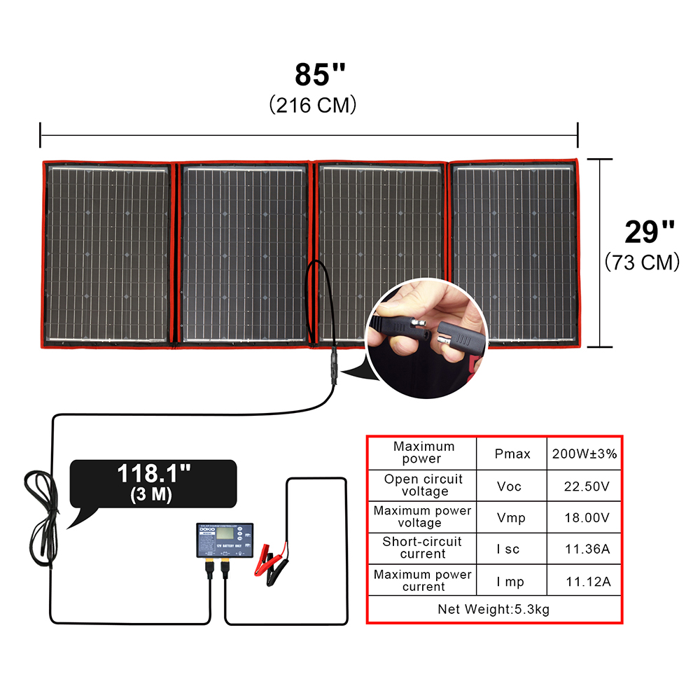 Dokio Гибкая Складная 200 Вт ( – обзор и цена Folding Solar Panel